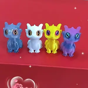Adorable Mini Dragon Baby Figurines Set of 4, Crystal Color & Silk Gold Options, Cute Animal Decorations for Home & Office