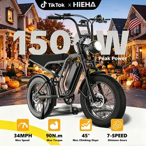 【Hieha】Electric Bike, 1500W Peak Motor, 48V 15Ah Removable Battery, 20" Fat Tire All-Terrain E-Bike with Dual Suspension, Hydraulic Disc Brakes, Turn Signals & Brake Light