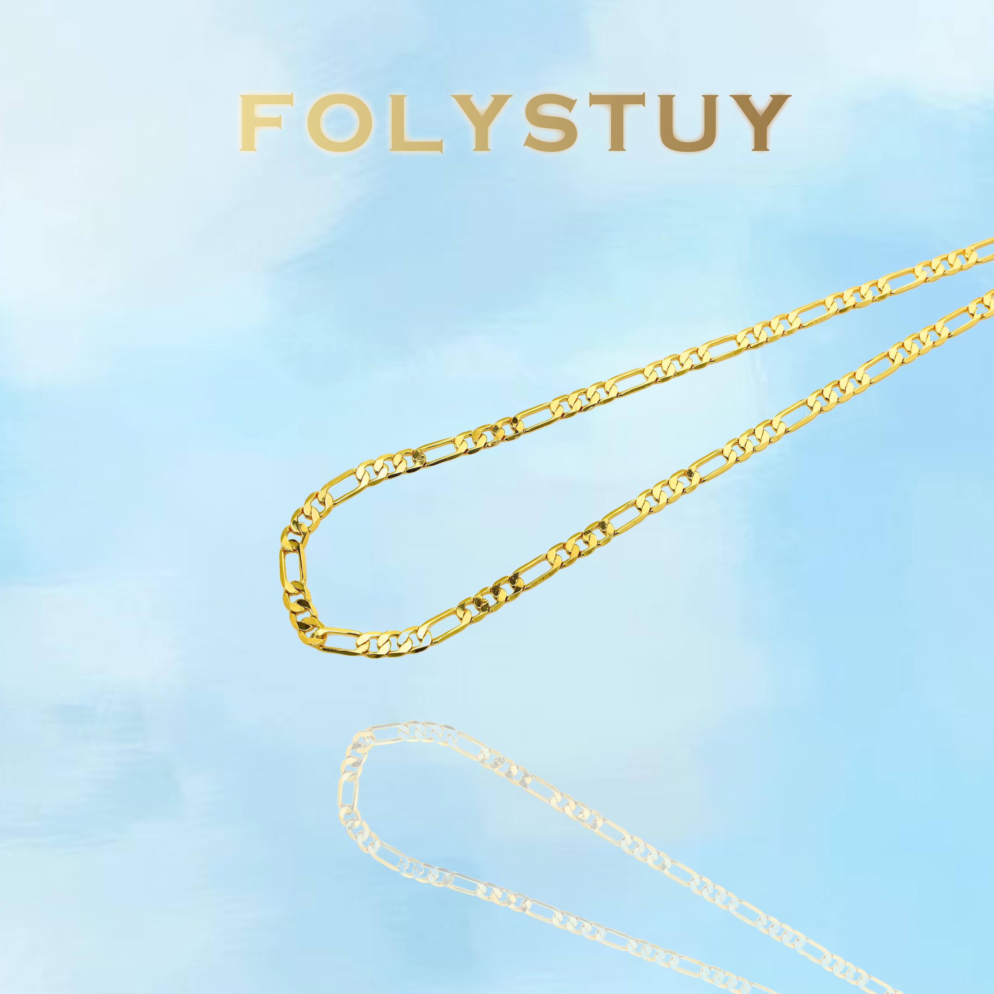 [FOLYSTUY (Y128)]Classic Figaro Link Necklace, 0.28" Width 23.6" Length Everyday Wear Accessory