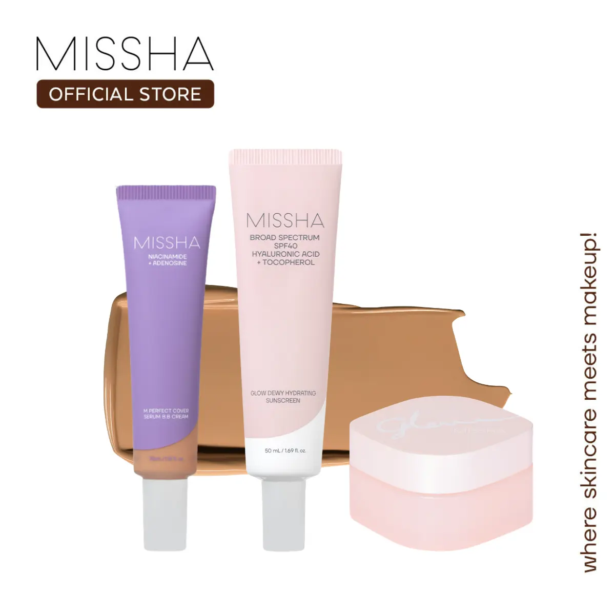 [MISSHA Official] Serum BB + Glow Skin Balm + Hydrating Sunscreen Trio