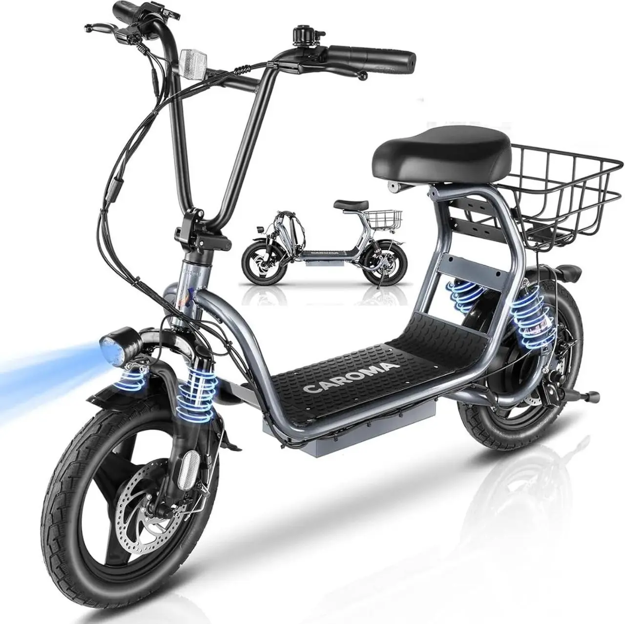 Peak 1200W Electric Scooter w/ Seat,14" Fat-Tire Foldable Adult Electric Scooter