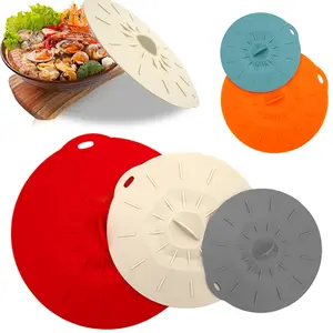 Silicone Lid Set 5-Piece Heat Resistant Microwave Splash Proof Reusable Silicone Lids for Airtight Meal Prep Food Storage Bowls Cups Pots Plates Ovens Fridge