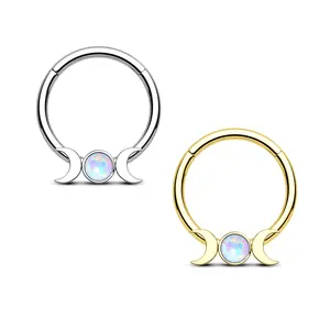 Oufer 14G/16G Moon Phase Hinged Segment Septum Ring