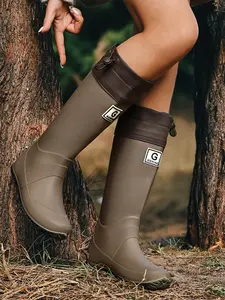 Unisex Waterproof Rain Boots, Garden Boots, Lightweight Non-slip Rubber Shoes for Outdoor Wear, Foldable Rain Boots for Outdoor Digging and Fishing, Waterproof Wellington Boots