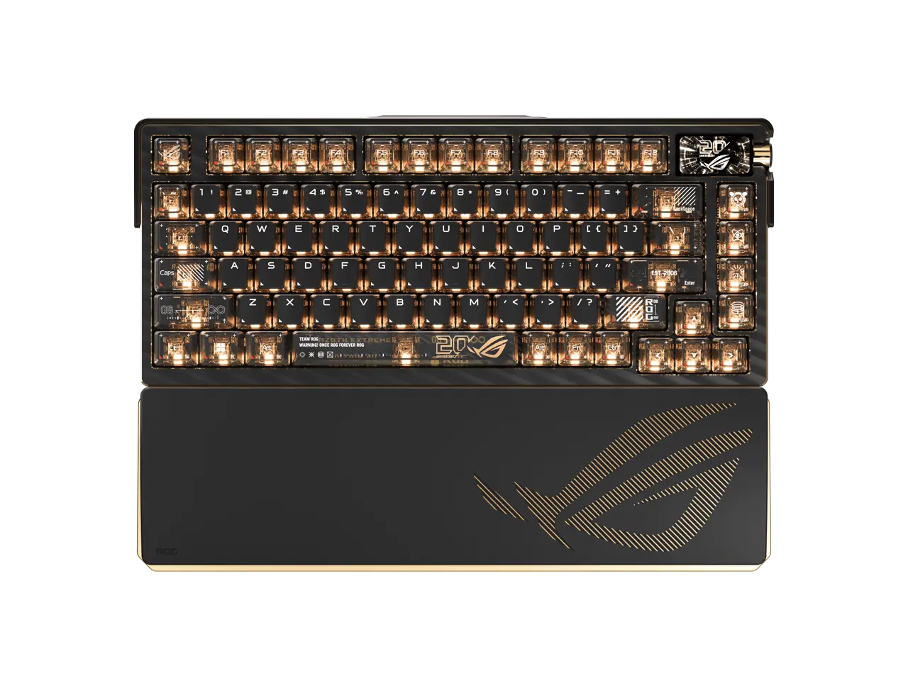 ASUS ROG 20th Edition Azoth Extreme - Wireless Mechanical Gaming Keyboard - 75% TKL, ROG NX Snow V2 Linear Switch, Aluminum Chassis, Carbon Fiber, Color OLED Screen, PBT Keycaps, Gold/Black