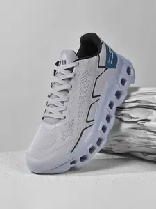 Zostep Men's Fashion Mesh Running Shoes, Low Top Lace-Up Casual Sneakers, Breathable Thick Sole Shock Absorption, Sporty PU Leather Trainers, Running Athletic Shoes