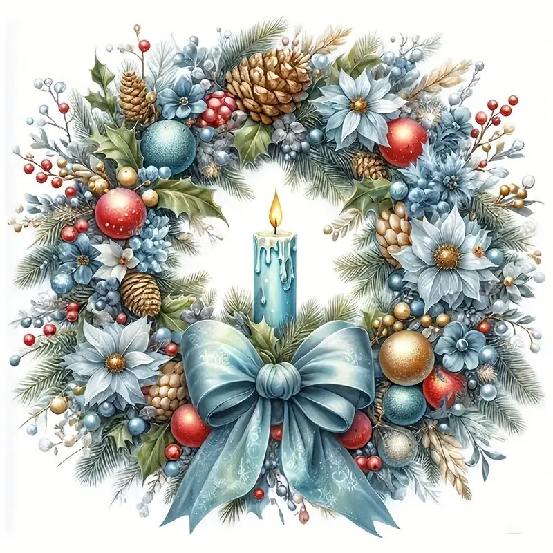 6-inch Merry Christmas Vinyl Sticker - Shiny Cartoon Festival Design, Featuring Pine Cones, Berries, and Snowflakes, Self-adhesive Smooth Surface Suitable for Cars, Laptops, Bottles, Trucks, Mobile Phones, Windows, and Wall Decorations