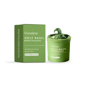 VIARELINE Holy Basil Bubble Deep Mask Ocimum Sanctum Oil Control Blackhead Removing Gentle Brightening Cleansing Mud Mask