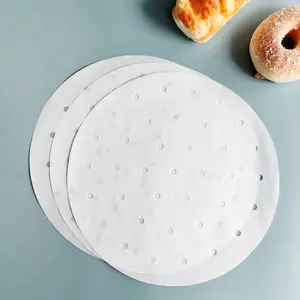 100pcs Air Fryer Liners,  4 inch Bamboo Steamer Liners, Premium Perforated Parchment Paper Sheets, Non-stick Basket Mat, Perfect for Air Fryers/Steaming/Baking/Cooking