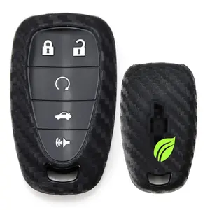iJDMTOY Carbon Fiber Pattern Soft Silicone Key Fob Cover For 2016-up Chevrolet Camaro Cruze, 2017-up Malibu Sonic, etc Keyless Fob (Black Twill Weave)