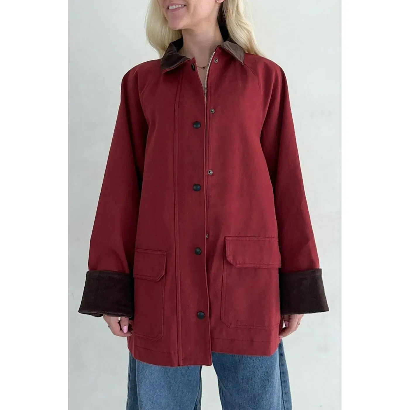 Windsor Corduroy Detail Barn Jacket in Sienna