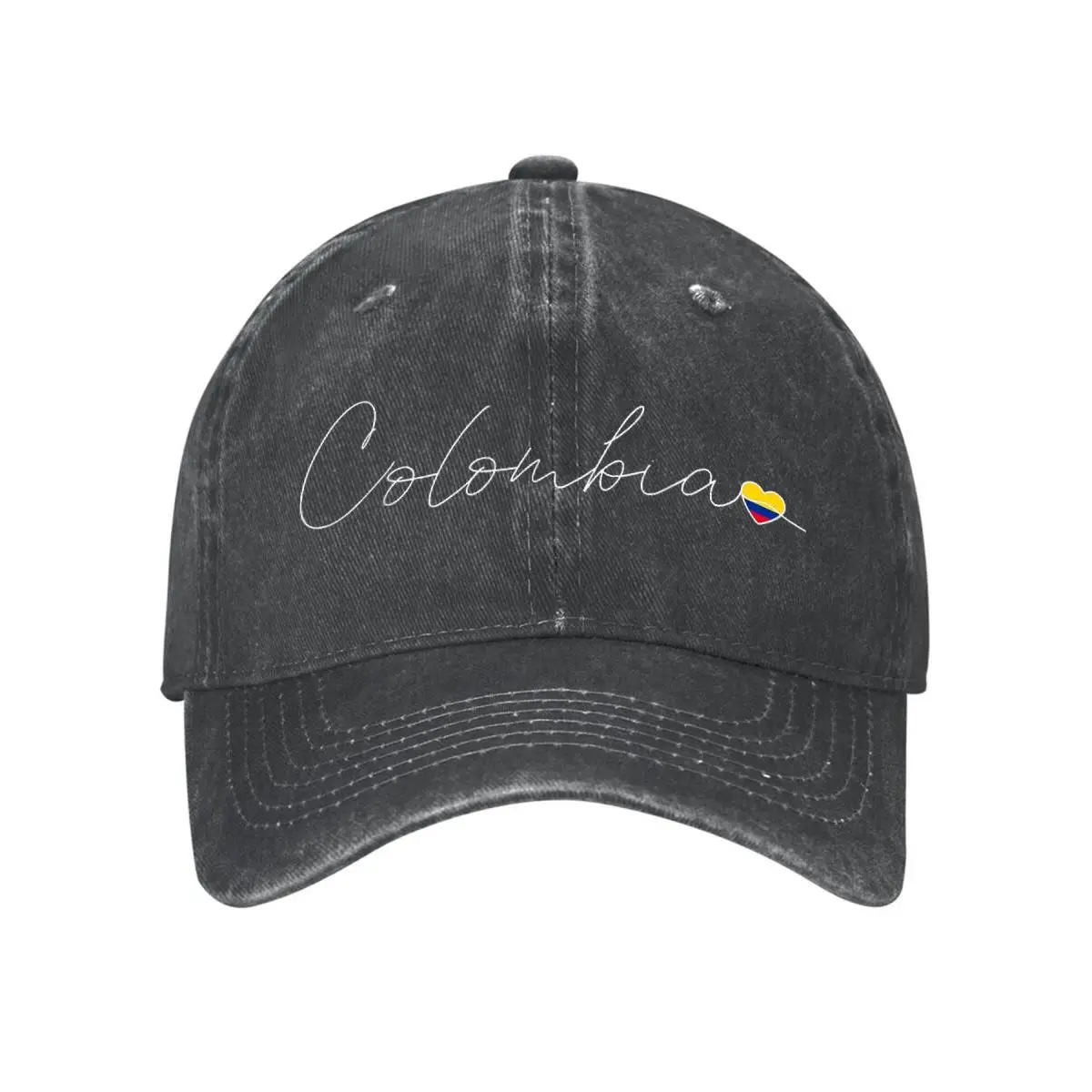 Colombia Flag Heart Casual Baseball Cap, Breathable Durable Everyday Sports & Outdoor Hat, Fashion, Cotton Caps, Machine Washable, Unisex Wear, Unisex Adult, All Season, Vintage Sports, Heart Logo, All Seasons, Flag Heart Logo