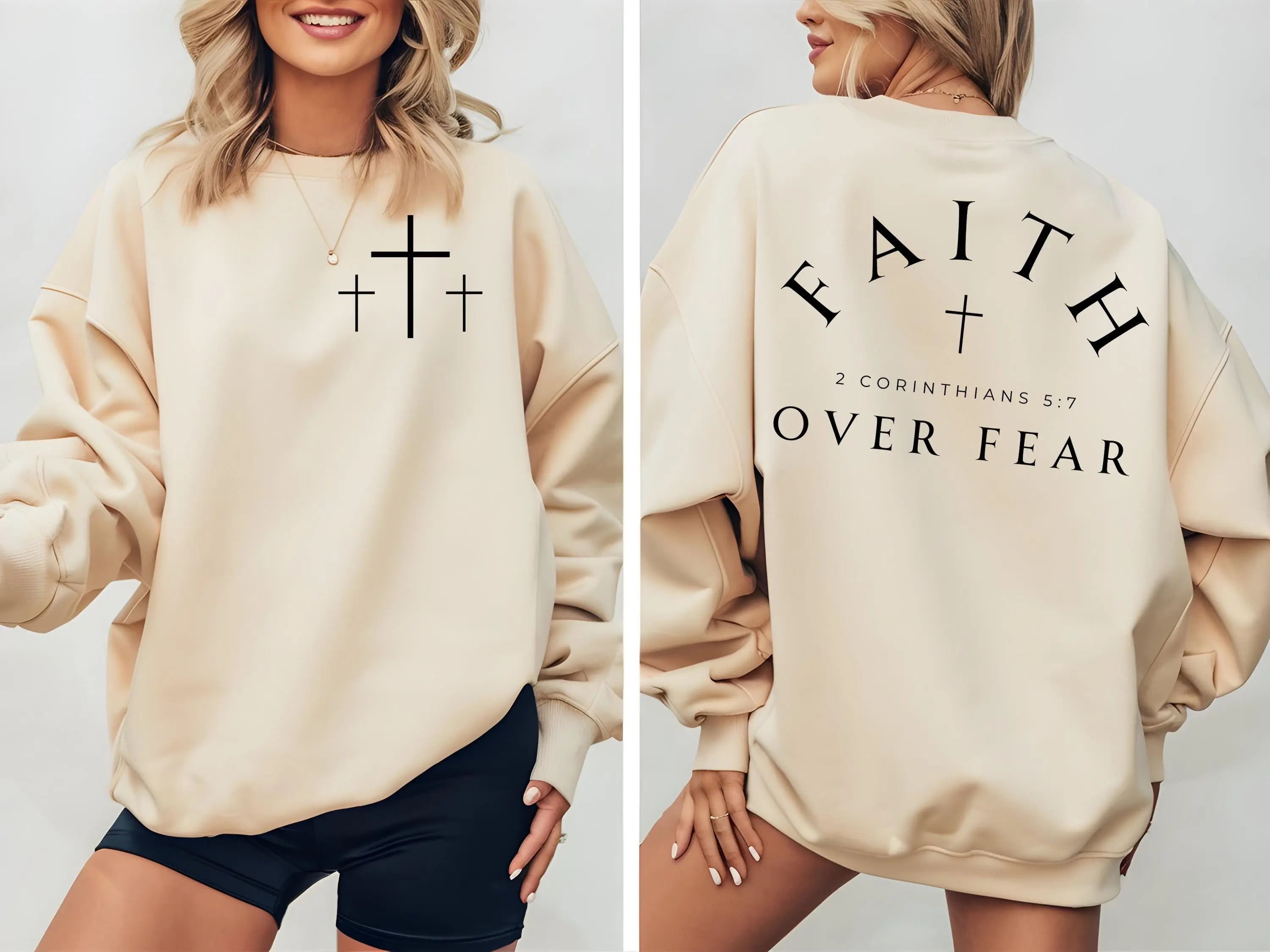 Faith over Fear Sweatshirt, Inspirational Quotes Shirt, Minimal Christian Cross Shirt, Bible Verse Shirt, Religious Sweater,Faith Sweatshirt