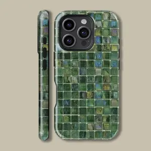 Green Toned Glass Mosaic Tiles Printed Tough Phone Case