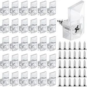 30 Sets Mirror Holder Clips, Clear Plastic Mirror Clips Mirror Mounting Hardware with Screw Mirror Holders for Wall Mounting Mirror  Hardware for Wall and Fixed Mirror Box Door
