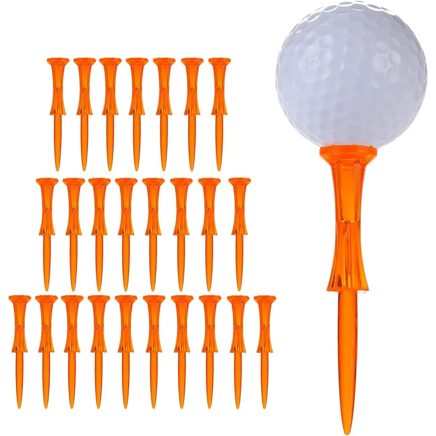 50Pcs Bulk Pack 3-1/4in Low-Friction Plastic Golf Tees - Reduces Side Spin, Unbreakable, Durable, Stable, Marked for Perfect Tee Height (Orange) - Home Improvement Building Supplies Wallpaper & Wall Trim
