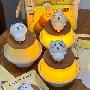 New Chiikawa Pudding Lamp Desktop Ornaments Toys Birthday Gifts Kawaii Hachiware Usagi Bedroom Bedhead Atmosphere Desk Lamp