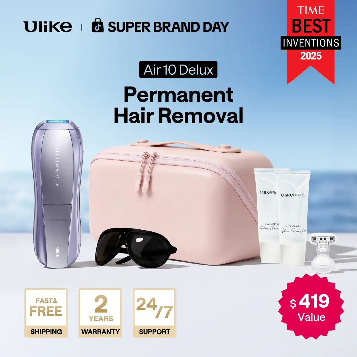 Ulike Air 10 Deluxe IPL Device Laser Hair Removal with Ice-Cooling Contact Dual Lights Skin Sensor & SHR Mode for Comfortable Effective Results - Epilator