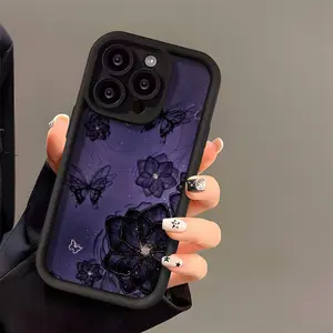 Purple Colorful Butterfly Flower Pattern Phone Case for Iphone 16 Pro Max, 16 Pro, 11 Pro Max, 15, 14 Plus, 13, 12, 16, XS Max, And 15 Pro, Shockproof Protective Cover.