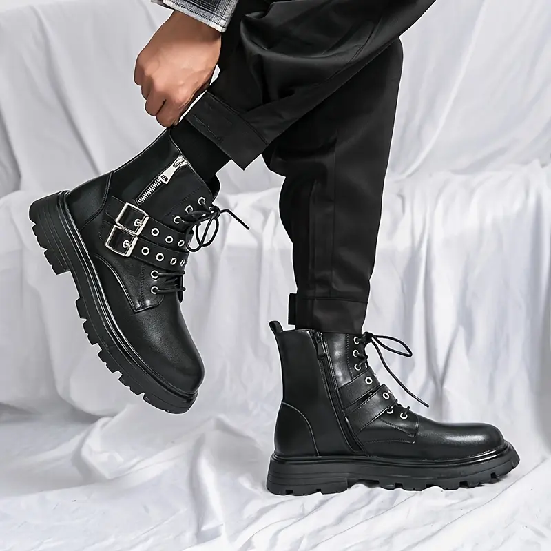 Autumn and Winter Men's High-Top Motorcycle Boots