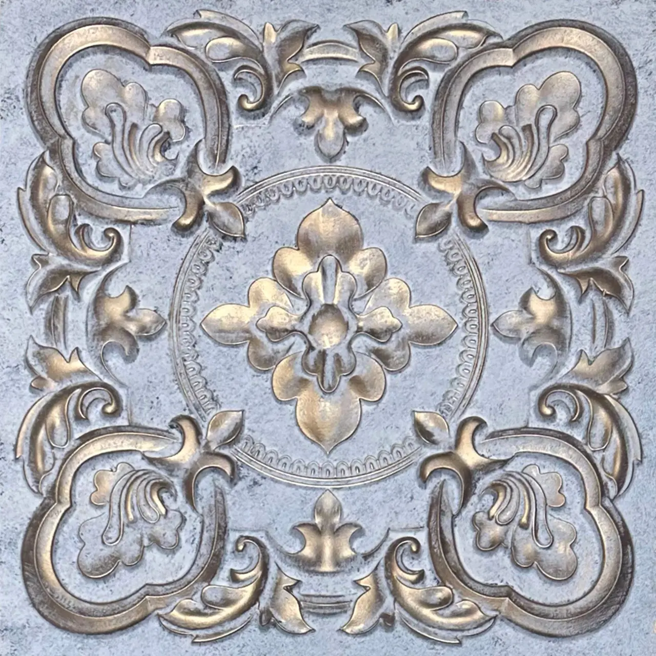 Gaby Faux Tin Acoustic Ceiling Tile - #DCT 30, 2 ft. x 2 ft., Durable PVC Construction, Water Resistant, Aesthetic Appeal, Glue-Up or Lay-In, Commercial Use, Pack of 10 (40 sqft), Glueup Or Layin