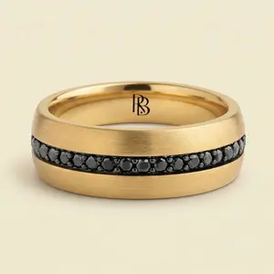 Classic Tungsten: Black Sapphire Inlay Men's Wedding Band