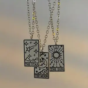 Yin Yang Geometry Tarot Card Necklace, Unisex Jewelry Accessory