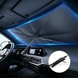 Portable Car Windshield Sunshade, Foldable Windshield Sun Umbrella, Car Exterior Accessories, Car Windshield Cooling Umbrella for Daily,Heatstroke Prevention and Cooling Automotive Cover