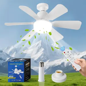 E27 Ceiling Fan Light with Remote Control, 3 Speed Adjustable LED Light, Easy To Install Fan Light for Home Living Room Restaurant Bedroom Kitchen