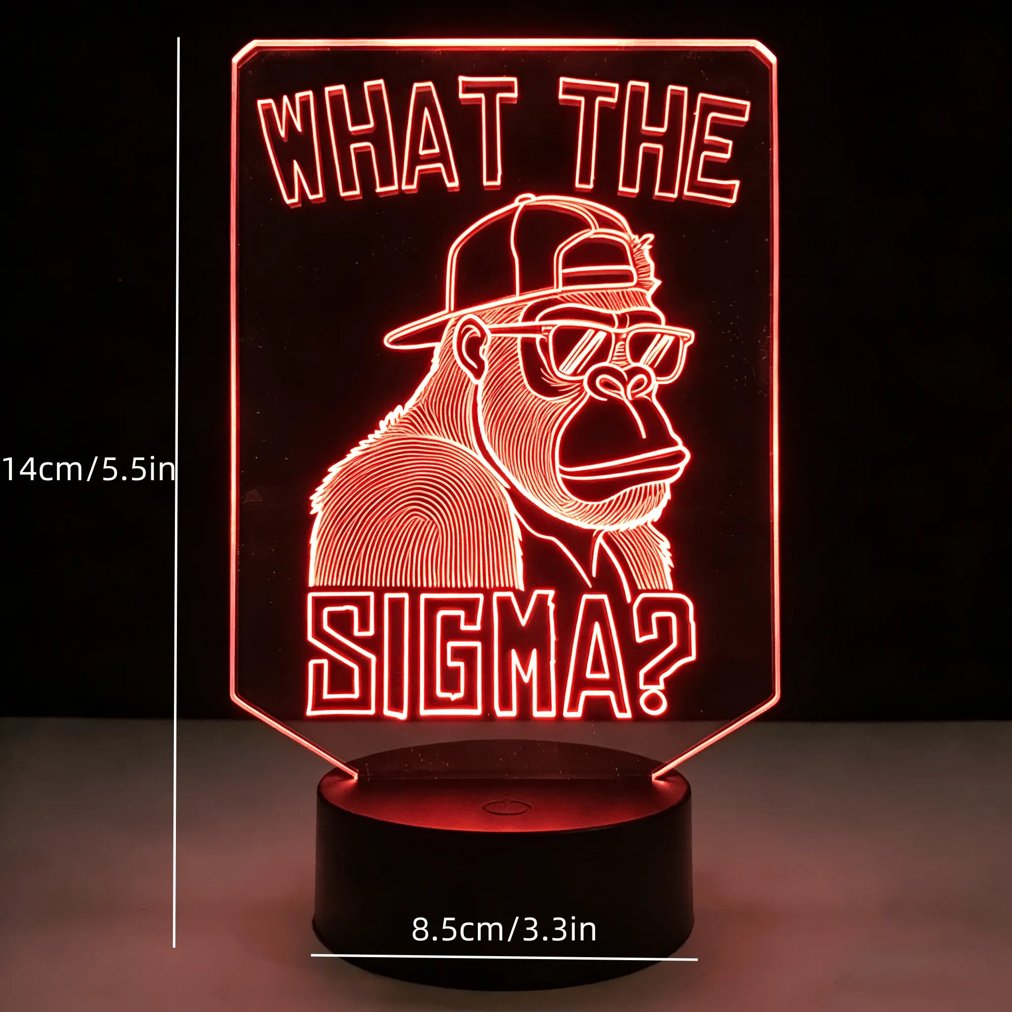 Sigma Gorilla Meme 3D Illusion Lamp | "What The Sigma?" | Remote & Touch Control | Bedroom Decor & Gift,Funny Gorilla Meme 3D Night Light | Dimmable | Perfect Gift for Teens & Meme Fans