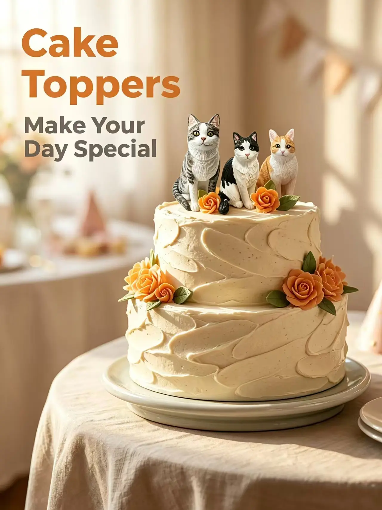 Custom Cat CakeTopper for Pets Birthday & Anniversary - Miniature Cat Wedding Cake Topper