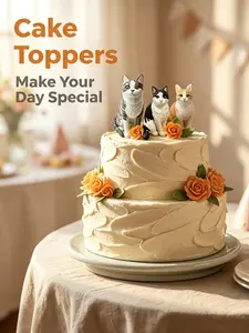 Custom Cat CakeTopper for Pets Birthday & Anniversary - Miniature Cat Wedding Cake Topper