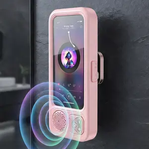 Shower Phone Holder with 360° Rotation, Angle Adjustable, Enhanced Sound Quality, Wall Mounted Phone Holder for Bathroom Mirror Bathtub Kitchen, Up to 7 Inch