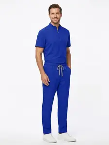 Stand Collar Scrubs Set for Men, Breathable & Durable, Ideal Work Uniform for Hospital, Clinic and Skin Care Professionals