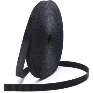 Nylon Webbing 3/8 Inch Heavy Duty Black Nylon Webbing Straps 3/8" Wide, 6 Sizes 12 Yard Webbing Strapping for Outdoor Crafting DIY.
