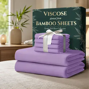Set of 6 Bamboo Cooling Bed Sheets in Multiple Colors for Queen Size - Soft, breathable, deep-pocket fitted sheets, perfect for hot sleepers, easy to wash, ideal gift for holidays