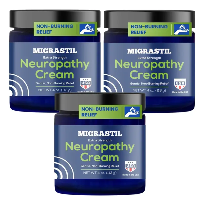 3 Bottles Migrastil Neuropathy Cream - Soothing Cream for Feet, Legs, Hands, Etc. Aloe Shea Butter Gentle Clove Moisturizing Body Care Daily