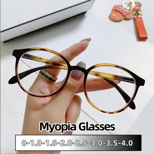 New Woman Cat Eye Finished Myopia Glasses Vintage Men's Near Sight Eyeglasses Diopter 0 To -4.0 Protect Eyes Anti Blue Light