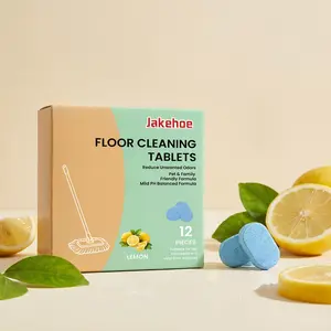 Floor Cleaning Tablets, 12 Pieces Pack, Lemon Scent, Daily Home Floor Cleaner, Stain Removal, Fresh Fragrance, Convenient Care Tablets, Hard Floor Cleaner, Home Cleaning Supplies
