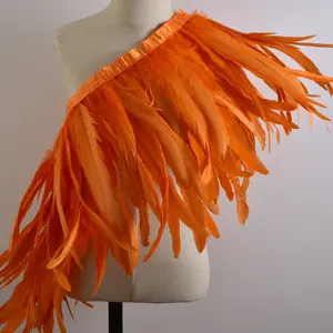 Rooster Feather Fringe Trim, Ideal for DIY Crafts, Dresses, Cloaks, Wings, Halloween Costume, Perfect for Craft Enthusiasts and Fashion Designers