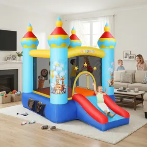 Whubefy Inflatable Bounce House Suitable for Children aged 2-8 years old, Comes with Slide, Pitching Game and Fun Photography, 106 x 71 x 83 Astronaut Themed Bounce House with Blower, Suitable for Indoor and Outdoor, mothersdaygift