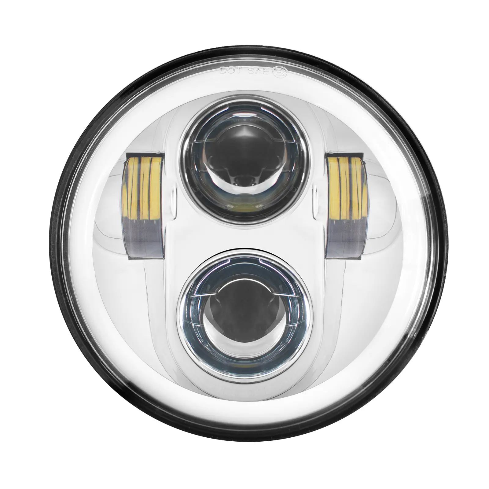 5 3/4" LED Chrome HALOMAKER® Headlight for Harley® Sportster, Dyna , Softail & Indian Motorcycles®