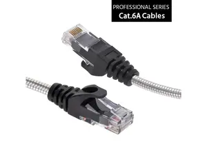 Nippon Labs 5FT CAT.6A Patch Cable Armored Anti-Rodent Slim Cables, 28AWG 5 Feet Gigabit LAN Network Cable RJ45 High Speed Ethernet Cable 60CAT6A-5-28AM