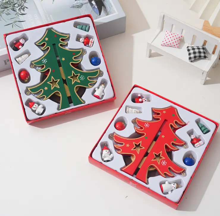 "DIY Desktop Christmas Tree with Star Topper – Mini Wooden Xmas Tree for Kids, Handmade Holiday Craft Gift, Perfect for New Year and Navidad Decorations, Ideal Festival Scene Display and Home Decor"