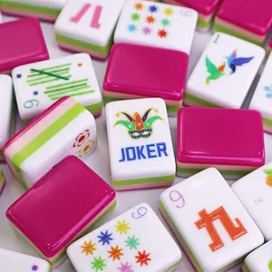 American Mahjong Set 160 Tiles Aesthetic Rose Red Acrylic Engraved Perfect for Family Game Night Adults Beginners, Mini Tiles