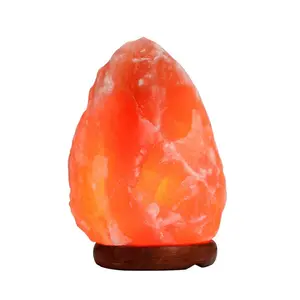 USB Himalayan Salt Lamp with Touch Dimming Control, Natural Crystal, Wooden Base, LED Bulb, Decorative Atmosphere Lamp, Room Decor, Home Decoration, Relaxing Atmosphere Gift