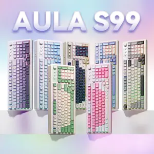 AULA S99/S99 PRO Gaming Keyboard, Wireless Computer Keyboards, Tri-Mode Bluetooth Creamy Custom Keyboard with Number Pad, RGB Backlit Media Knob Cute Programmable Keyboard for PC Gamer，Black Friday Exclusive Deals Link