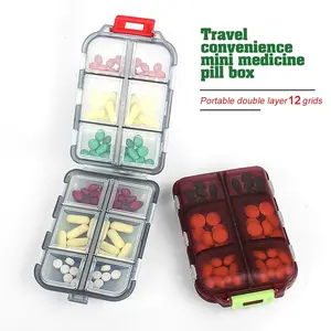 Portable Organiser Dispenser Medication Case Medicine Organizer Box Medicine Tablet Storage 12 Grid Pill Box