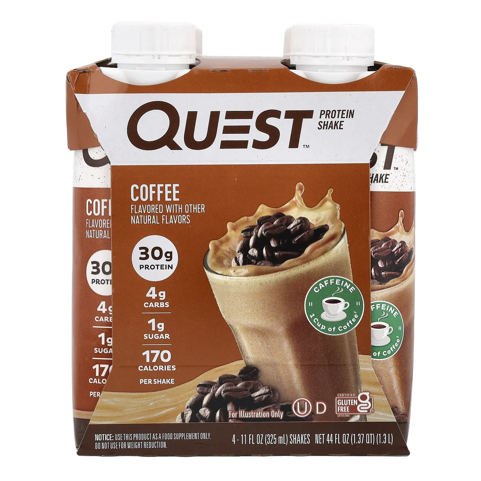 Quest Nutrition Protein Shake, Coffee, 4 Shakes, 11 fl oz (325 ml) Each Quest Nutrition Protein Shake, Coffee, 4 Shakes, 11 fl oz (325 ml) Each