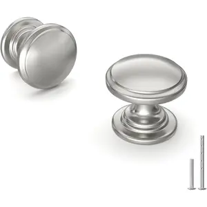 10 Pack Brushed Nickel Cabinet Knobs Sliver Round Drawer Knob for Kitchen Cabinets Dresser Drawers Pulls Zinc Hardware Handle